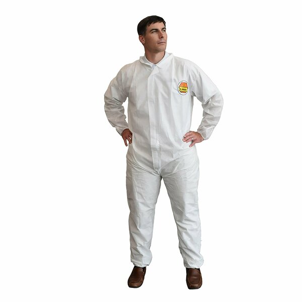 Cordova C-Max SMS Coverall - White, Elastic Wrists, Elastic Ankles, XL, 12PK SMS200XL